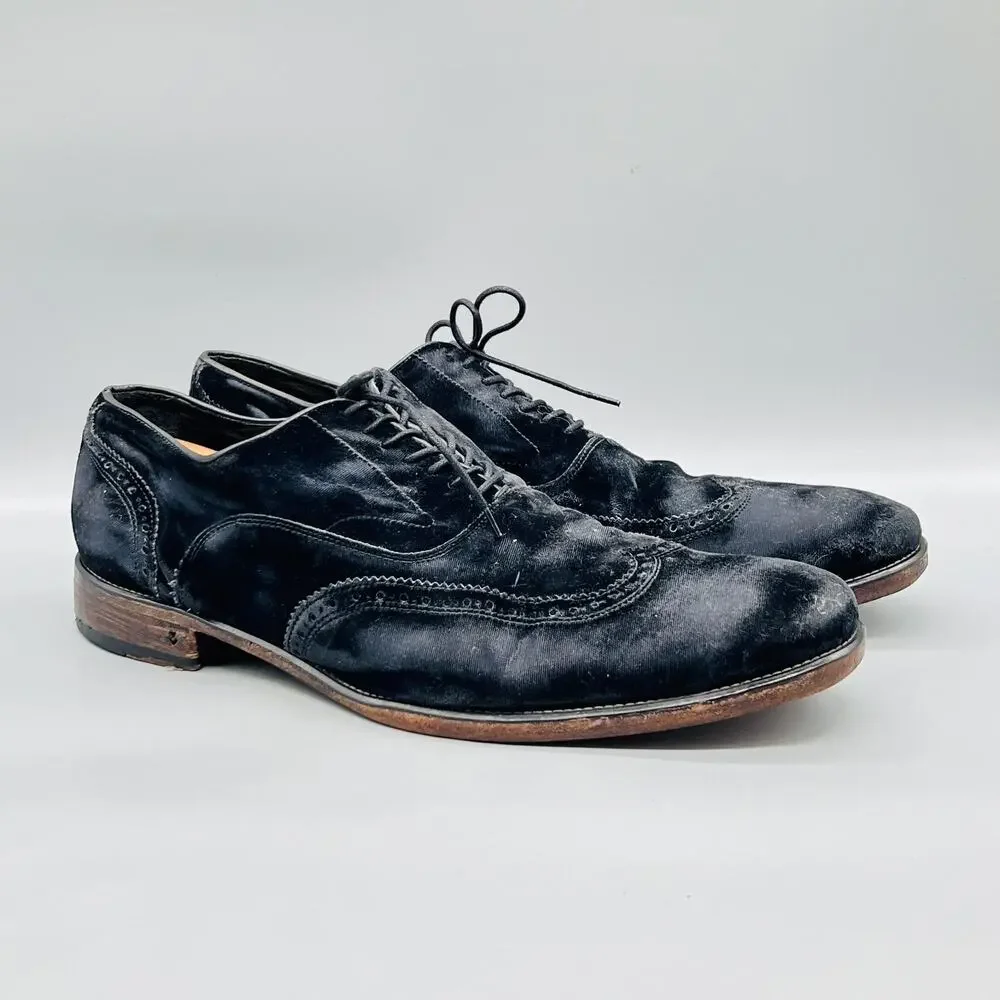 John Varvatos Shoes Mens 15 Black elvet Wingtip Oxford Fleetwood Distressed